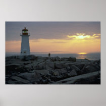 Beautiful Sunset: Peggy's Cove Light House, Nova S Posters