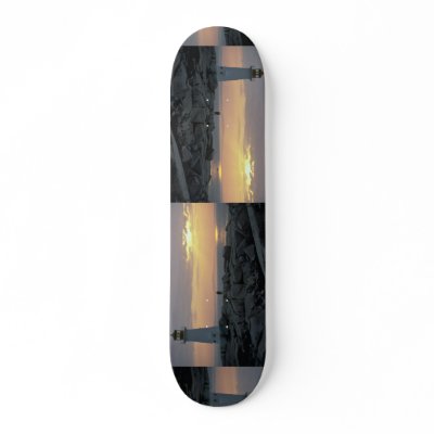 Beautiful Sunset: Peggy's Cove Light House, Nova S Skateboard by inspirelove