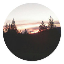 Beautiful sunset round sticker