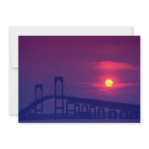 Beautiful Sunset: Sun setting over a bridge, Newpo Invitation