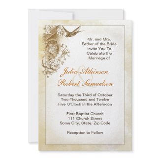 beautiful swallow birds wedding invitation