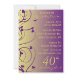 Beautiful Swirls 40th Birthday Invitation