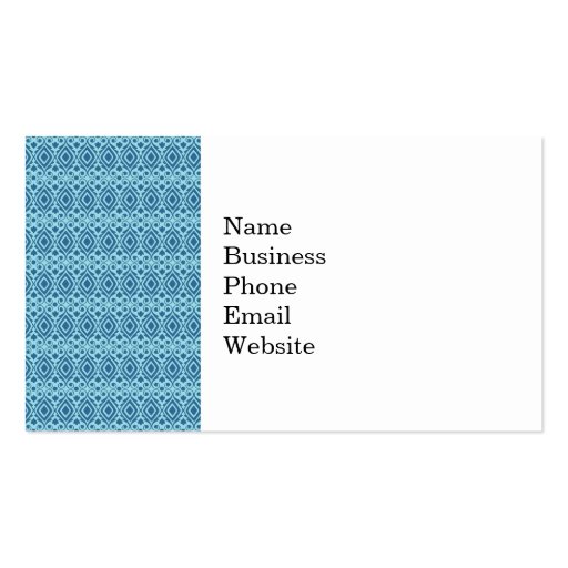 Beautiful Teal and Dark Blue Diamond Pattern Business Card (front side)
