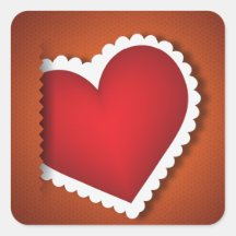 Beautiful textile heart - Valentine s Day Square Stickers