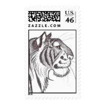 Beautiful Tiger drawing postage stamp