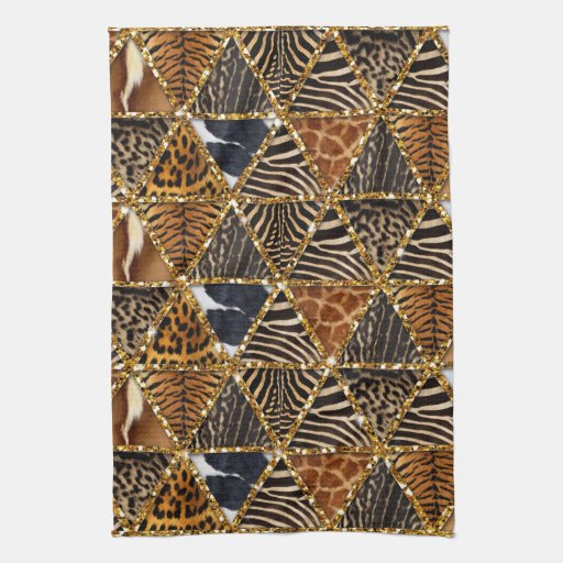 Beautiful trendy triangle faux animal fur print hand towels Zazzle