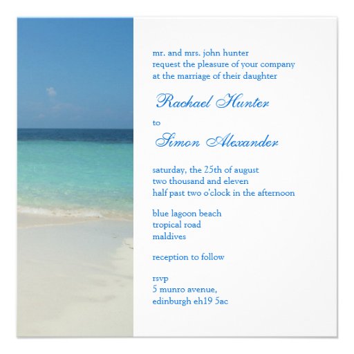 Beautiful Tropical Beach Wedding Invitiation Custom Announcement