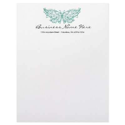 Beautiful Turquoise Butterfly Letterhead Design 1 by mrssocolov2
