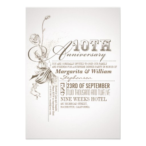 10 Personalised 1st 2nd 5th 10th Wedding Anniversary Invitations N3 ANY YEAR 