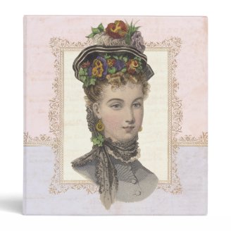 Beautiful Victorian Lady Flowers in Bonnet Vinyl Binders
