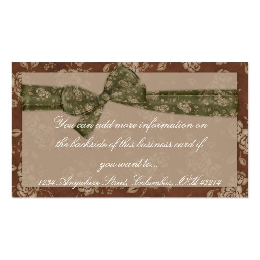 Beautiful Victorian Woman in Green Business Cards (back side)