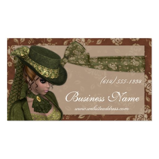 Beautiful Victorian Woman in Green Business Cards (front side)
