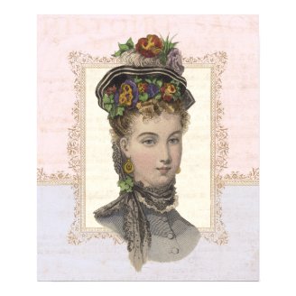 Beautiful Victorian Woman with Pansies in Hat Poster
