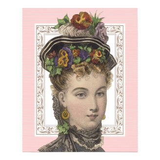 Beautiful Victorian Woman with Pansies in Hat Poster