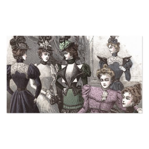 Beautiful Victorian Women in Long Vintage Dresses Business Card Templates (back side)