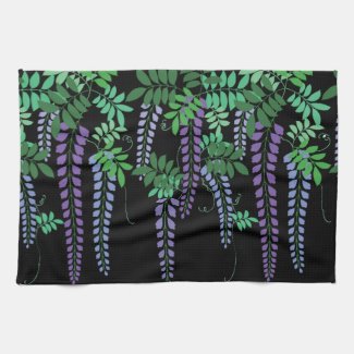 Beautiful Vintage Floral Wisteria Vector Kitchen Towel