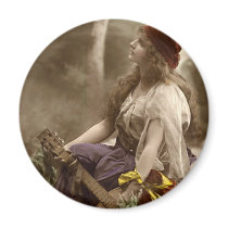Beautiful Vintage Guitar Siren Fridge Magnet