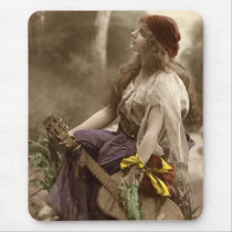 Beautiful Vintage Guitar Siren Mouse Pad
