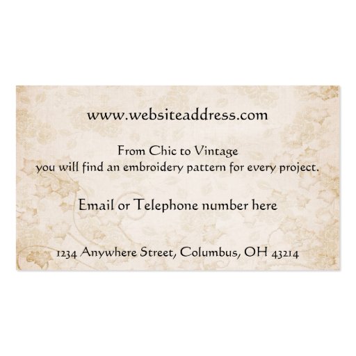 Beautiful Vintage Lady 1 Business Cards (back side)