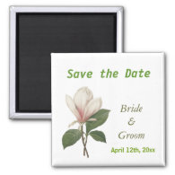 beautiful vintage magnolia flower save the date refrigerator magnets