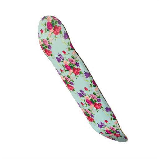 Beautifulvintagemintfloralpinkcutegirlychic Skateboard Deck Zazzle 7831