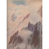 Beautiful vintage mountain view landscape print
