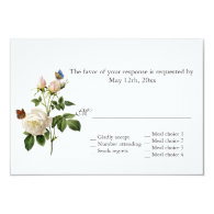 beautiful vintage  white rose flowers RSVP Announcements