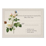 beautiful vintage  white rose flowers RSVP Custom Invitations