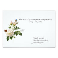 beautiful vintage  white rose flowers RSVP Custom Invite