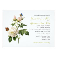 beautiful vintage white rose flowers wedding personalized announcement