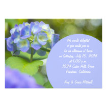 Beautiful Violet Hydrangea Green Leaf Bokeh Lights Custom Announcements