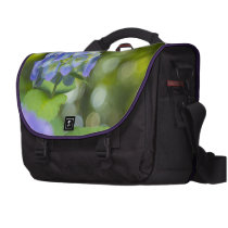 Beautiful Violet Hydrangea Green Leaf Bokeh Lights Bags For Laptop