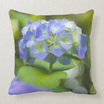 Beautiful Violet Hydrangea Green Leaf Bokeh Lights Throw Pillows