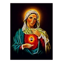 Beautiful Virgin Mary Sacred Heart Poster