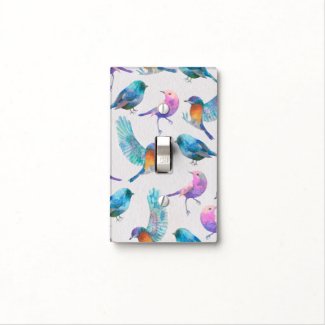 Beautiful Watercolor Colorful Birds Light Switch Covers