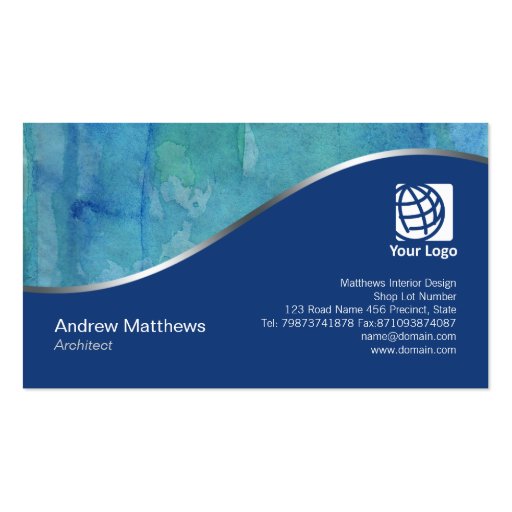 Beautiful Watercolor Wash Architect Business Card (front side)