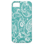 Beautiful white and blue flowers leaves and swirls casemate cases