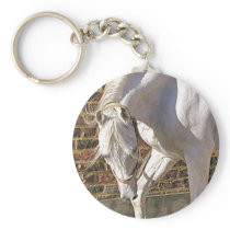 Beautiful White Arabian Horse Key Chain