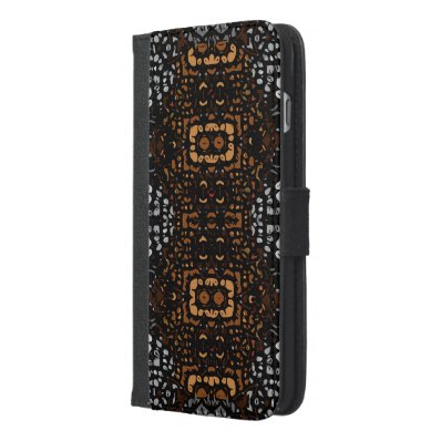 Beautiful White Brown Abstract Pattern iPhone 6/6S Plus Wallet Case