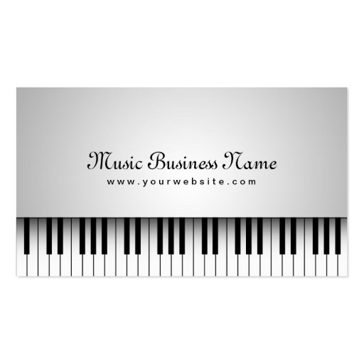 Beautiful White Grand Piano Music Business Card (front side)
