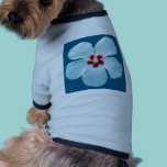 Beautiful White Hibiscus on Blue pet clothing