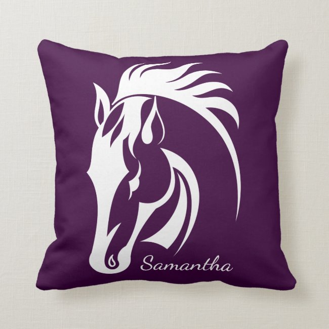 Beautiful White Horse Design Throw Pillow