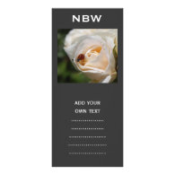 beautiful white rose flower and ladybug custom rack card