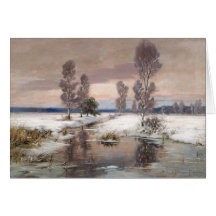 beautiful winter painting greeting card