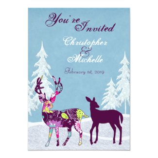 Beautiful Winter Woodland Deer Wedding Invitation