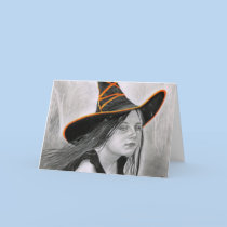Beautiful Witch Halloween Card cards