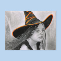 Beautiful Witch Halloween Postcard postcards