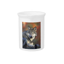 Beautiful Wolf Beverage Pitcher