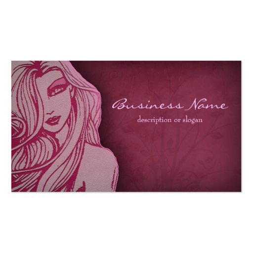 Beautiful Woman Deep Pink Business Card (front side)