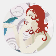 beautiful woman design round sticker